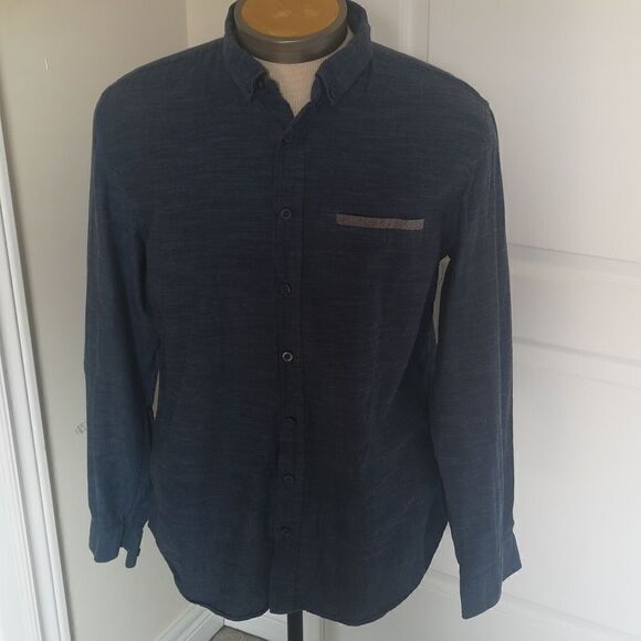 Koton Men Slim Fit Button Down Casual Shirt XL Blue - Picture 6 of 16